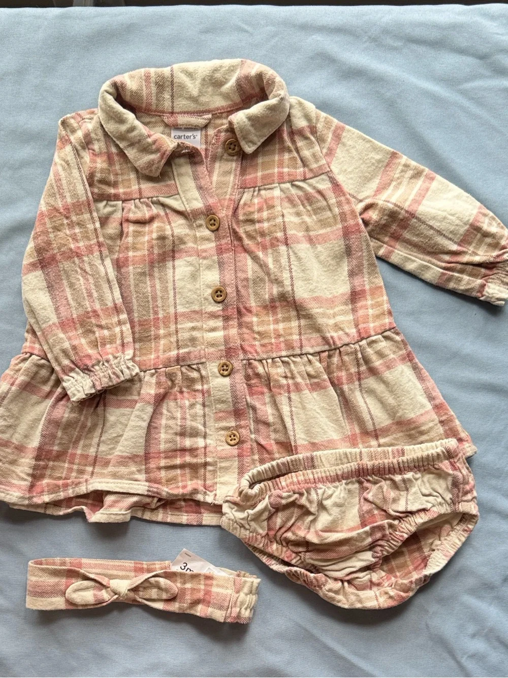 Carter's Pink and Cream Plaid Dress Set